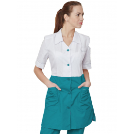 Костюм Елена жен (35%хл-65%пэ/120гр; белый/бирюза) Костюм Елена жен (35%хл-65%пэ/120гр; белый/бирюза)