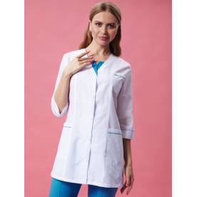 Костюм Каприз жен (35%хл-65%пэ/120гр; белый/темно-голубой)