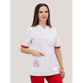Костюм Вэст-Флора жен (35%вис-65%пэ/160гр; белый/красный) Костюм Вэст-Флора жен (35%вис-65%пэ/160гр; белый/красный)
