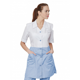 Халат Елена жен (35%хл-65%пэ/120гр; белый/голубой)