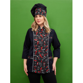 Китель Жанетта жен (35%вис-65%пэ/160гр; черный/перец) Китель Жанетта жен (35%вис-65%пэ/160гр; черный/перец)