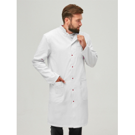 Халат Гелиос муж (50%хл-50%пэ/150гр; белый/бордовый)