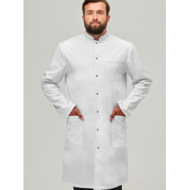 Халат Гелиос муж (50%хл-50%пэ/150гр; белый/серый)