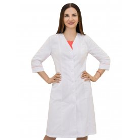 Халат Каприз жен (50%хл-50%пэ/150гр; белый/коралл) Халат Каприз жен (50%хл-50%пэ/150гр; белый/коралл)